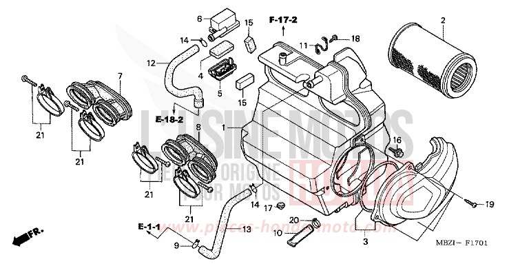 AIR CLEANER (CB600F3/4/5/6) for CB600F Hornet MAT TITANIUM METALLIC (YR268) from 2006